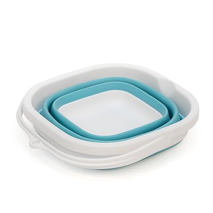 SAMMART 2.6L (0.68 Gallon) Super Mini Sqare Collapsible Plastic Bucket - Foldable Square Tub - Portable Fishing Water Pail - Space Saving Outdoor Waterpot (1, Bright Blue) - color: Bright Blue