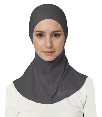 Lina & Lily Jersey Tie Back Hijab Underscarf with Neck Cover Full Coverage for Muslim Women - color: Dark Gray