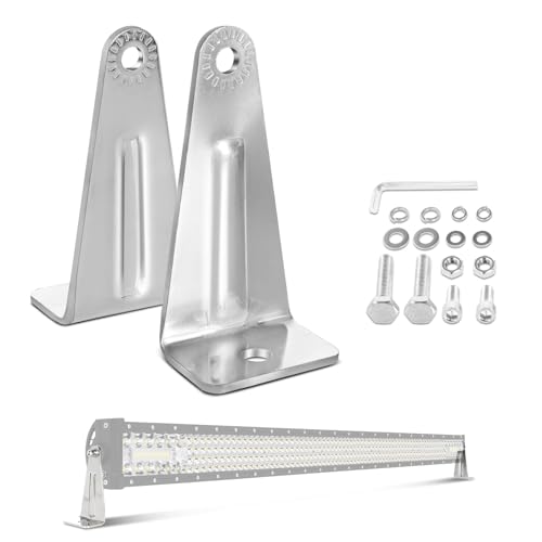 Light Bar Mounting Brackets Universal Side Brackets for M6 Holes | Heavy Duty Stainless Steel Light Bar Brackets for Straight or Curved LED Light Bar Up to 54 Inch - color: Silver M6