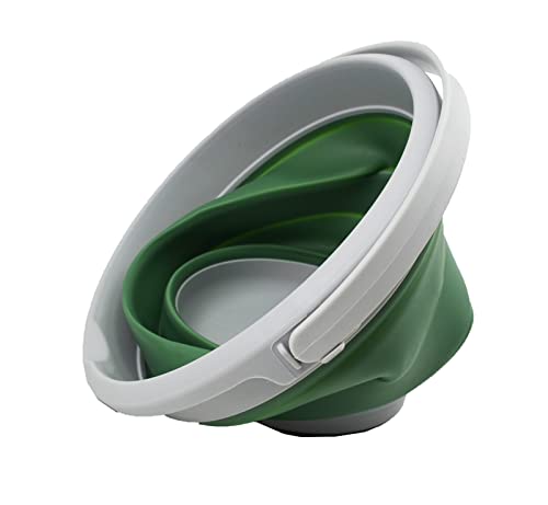 SAMMART 5.5L (1.4 Gallon) Collapsible Plastic Bucket - Foldable Round Tub - Portable Fishing Water Pail - Space Saving Outdoor Waterpot. (Grey/Dark Sea Green, 1) - color: Grey/Dark Sea Green