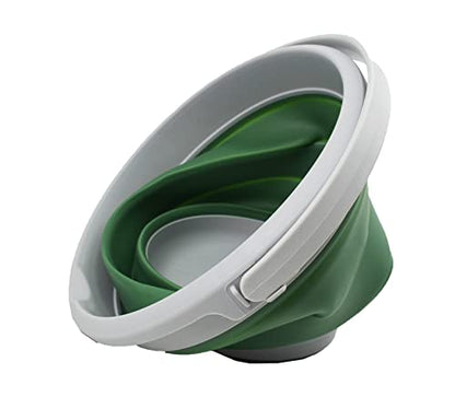 SAMMART 5.5L (1.4 Gallon) Collapsible Plastic Bucket - Foldable Round Tub - Portable Fishing Water Pail - Space Saving Outdoor Waterpot. (Grey/Dark Sea Green, 1) - color: Grey/Dark Sea Green
