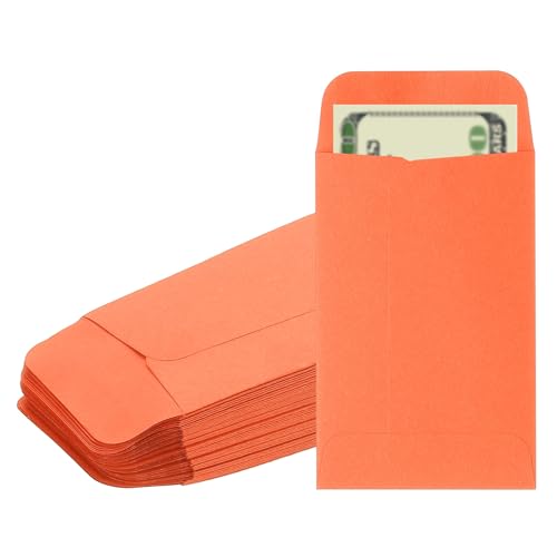 PATIKIL Money Envelope, 50 Pack 3.5" x 2.2" Cash Envelopes Money Holder Bags Budgeting Saving Challenge Letter for Gift Coins Checks Tickets Jewelry Passport Card, Orange - color: Orange, size: 3.5" x 2.2"