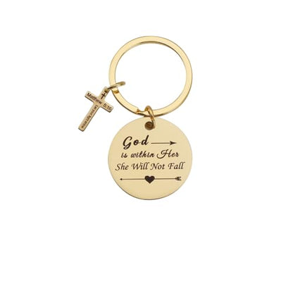 Christian Keychain Set Bible Verse Religious Keychains Scripture Quote Inspirational Gifts Supplies for Men Women - color: Gold-women 1 Piece