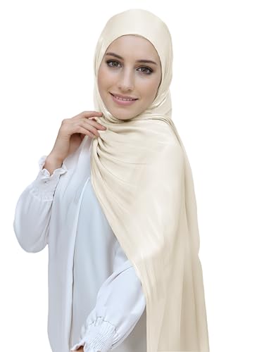 Lina & Lily Sheen Shimmer Women's Crepe Scarf Shawl Wrap Head Hijab Lightweight - color: Beige