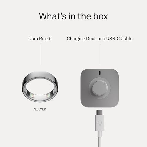 OURA Ring 5 Smart Ring - Silver - Size 6 - Fitness & Sleep Tracker - color: Silver, size: 6, style: Ring