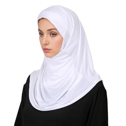 LMVERNA Ready To Wear Hijab for Women Muslim Instant Turban Soft Scarf for Prayer Long Hijabs - color: White