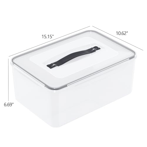 4 Pack Airtight Clear Plastic Food Storage Containers, 15 Quart | Plastic Box with Sealed Lid for Refrigerator Organization, Dry Goods Storage, Dough Proofing, Marinated Meat