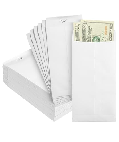 Mr. Pen- Money Envelopes for Cash, 6.5" x 3.5", 100 Pack, Kraft Paper | Self-Adhesive Bulk Cash Envelopes for Budgeting, Money and Coin Saving, Check, Budget, Small Item Organizing - color: White, size: 100 Pack