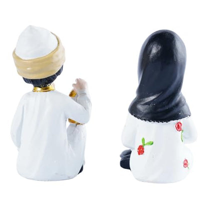 Ramadan Decorations for Home Set of 2 Resin Muslim Boy and Girl Figurines Holding Lantern and Star Islamic Decor Eid Mubarak Table Centerpieces for Iftar Office Desktop Display