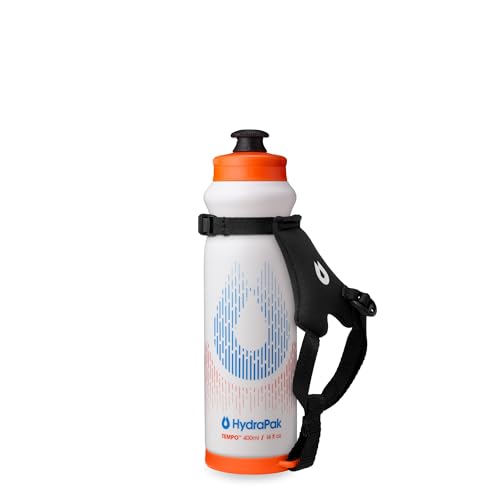 HydraPak Tempo Pro 400ml - Handheld Running Squeeze Bottle for Training and Race Day Hydration with Removable Strap (400ml/13oz) - White - color: White, style: 400ml