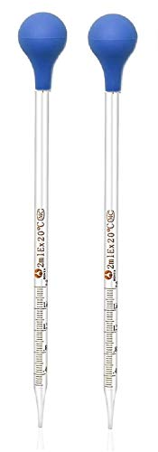 (2 Pack) Glass Graduated Medicine Dropper Pipettes Lab Dropper with Blue Rubber Cap and Scale (2ml (2 Pack)) - style: 2ml (2 Pack)