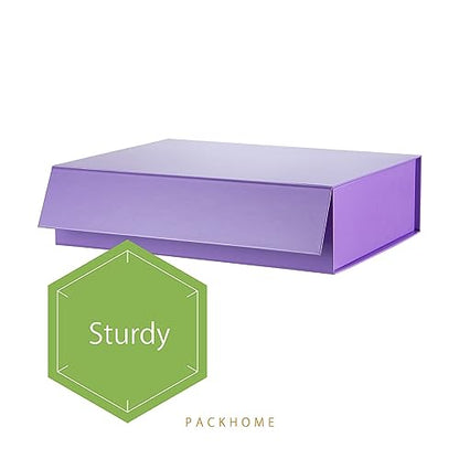 PACKHOME 6 Large Gift Boxes 13.5x10x3.5 Inches, Sturdy Shirt Boxes with Magnetic Lids for Multiple Occasions (Glossy Purple) - color: 13x9.7x3.4 Inch-Purple-Pack of 6