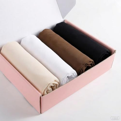 Febfim 4 PCS Muslim Women Soft Premium Solid Chiffon Hijab Scarves Shawl Long Scarf Wrap Scarves with Gift Box - color: 2026 4d