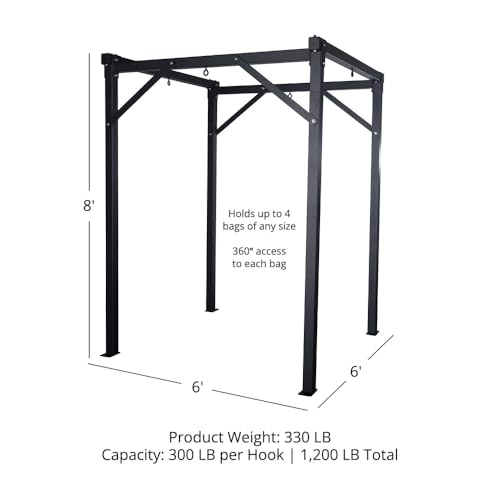 Titan Fitness Heavy Bag Boxing Stand - Holds 4 Bags, 6'x6' Commercial Boxing Training Rack, 360-Degress Access, 3" Steel Tubing with Bolt-Down Stability