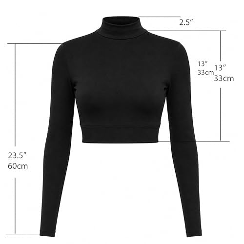 AMAL Muslim Arm Hijab Cotton Cropped Bolero Top for Women, Long Sleeve Mock Neck Modest Layering Shrug - color: Black, size: Large