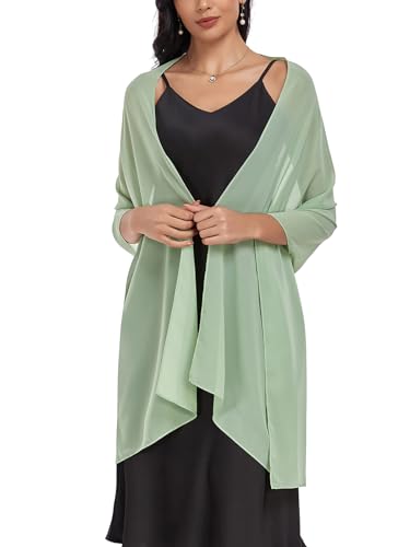 Shawls and Wraps Soft Chiffon Scarve Scarf For Evening Party Dresses Wedding Stole - color: Light Green