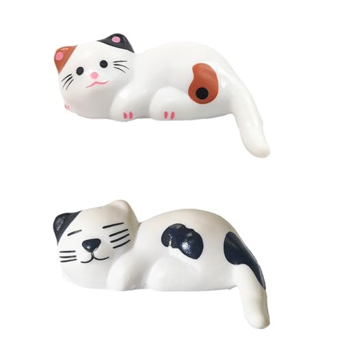 Cute Cat Figures Aquarium Miniature Decoration with Fishing and Lying Down Model Statue for Fish Tank Decorations and Ornament (2 Pcs Sleeping Cats) - color: 2 Pcs Sleeping Cats