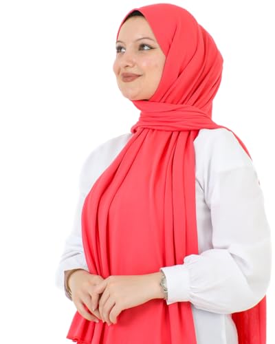 Prien Hijab for Women Viscose Scarf Lightweight Muslim Hijabs Long Shawl Islamic Scarves Turkey Silk Headscarf for Womens - color: Brink Pink