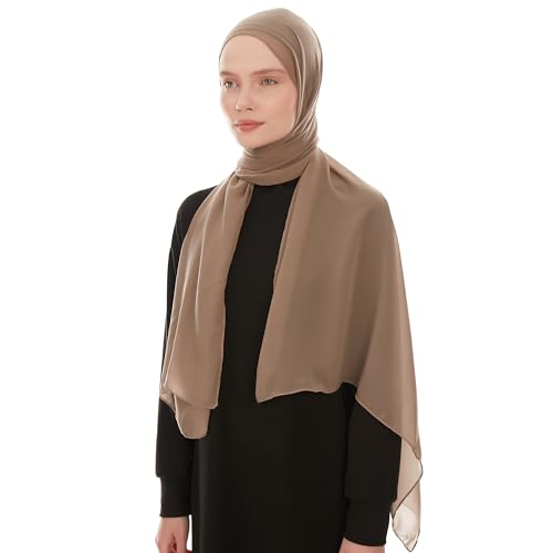 Chiffon Hijab Scarf For Women. Soft Fashion Headscarf Shawl Wrap - color: Dark Taupe