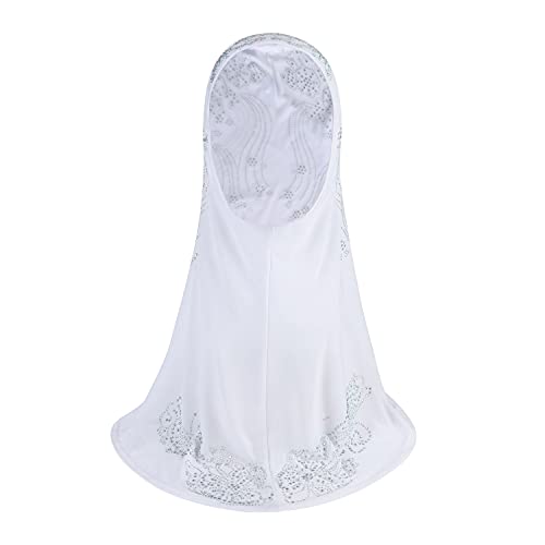 SIQITECHNO Elegant Hijab for Women Muslim Turban Scarf Islamic Headscarf Muslimah Turban Arabian Headwear Eid Scarf Shawl - color: White