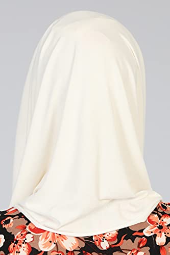 Aisha's Design Instant Hijab Scarves for Women, 95% Cotton Pretied Bonnet Turban Easy to Wear Cotton Headscarf - color: Cream
