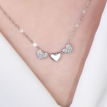 Moissanite 3-Heart Pendant Necklace for Women | 0.3CTTW D Color VVS1 Moissanite 14K Gold Plated Eternal Heart Pendant for Wife Mom Birthday Jewelry Gifts - color: Silver