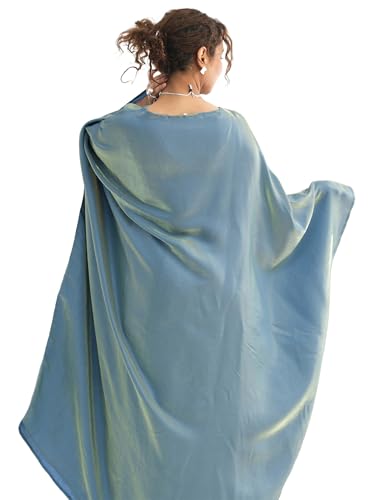 Dubai Bat Sleeve Dress Shiny Robe for Women Muslim 1pc Abaya Eid Prayer Clothes Soft Dubai Travel Party Dress Maxi Abaya - color: Greena, size: Large