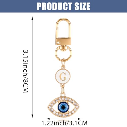 XGALBLA Small Evil Eye Keychains Initial Letter Key Chains for Women Men Car Key Bag Purse Charm- Good Luck Amulet Protection - color: Evil Eye 2-g
