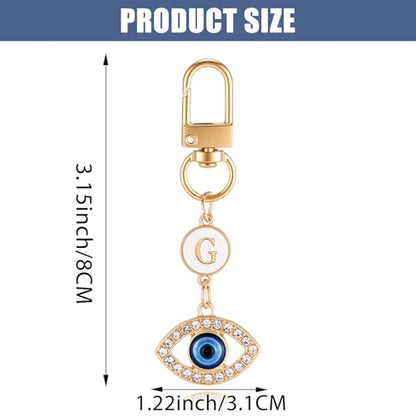 XGALBLA Small Evil Eye Keychains Initial Letter Key Chains for Women Men Car Key Bag Purse Charm- Good Luck Amulet Protection - color: Evil Eye 2-g