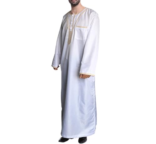 zhxinashu Muslim Clothing for Men Thobe Arabic Islamic Mens Dress S-XXXL - color: White, size: X-Large