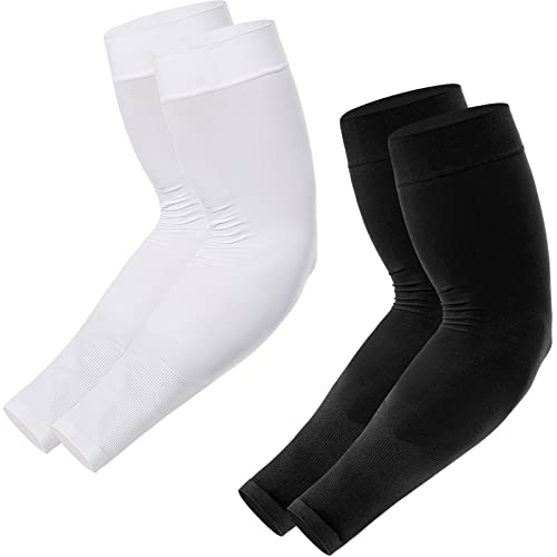 Newbyinn UV Sun Protection Arm Sleeves for Men Women Youth, Cooling Sleeve - color: 2 Pairs: Black + White