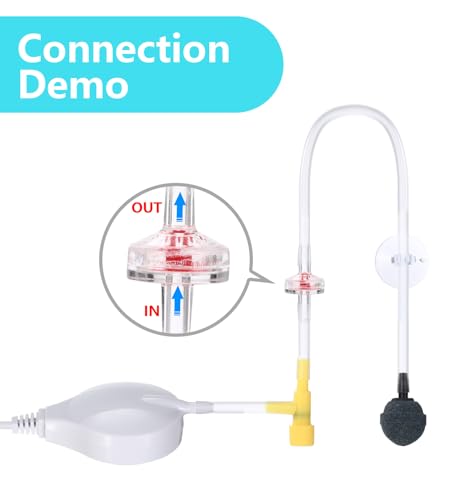 Aquarium Air Pump Mini Fish air Pump Super Quiet Fish Bowl air Pump for Up to 10 Gallon Fish Tank 1.5 Watts 310ml/min - color: White-Complete Kit