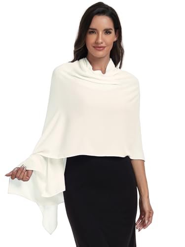 Chiffon Shawl and Wraps for Women Warm Scarves Wedding Evening Bridal Scarfs Pashmina Shawls - color: Ivory