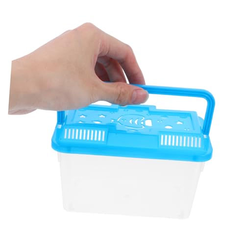 SUPVOX 4Pcs Mini Transparent Fish Tank with Handle Portable Pet Carrier for Small Fish Turtles Lizards Hamsters Lid Aquarium Breeding Box for Home Office Decor