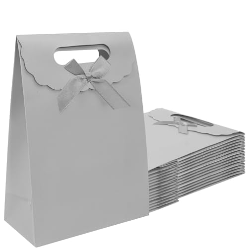 Patdefie gift bags with handles medium size 7×4×10 inch 16pcs for gift wrap birthday,party favor,wedding,anniversary (silver) - color: silver