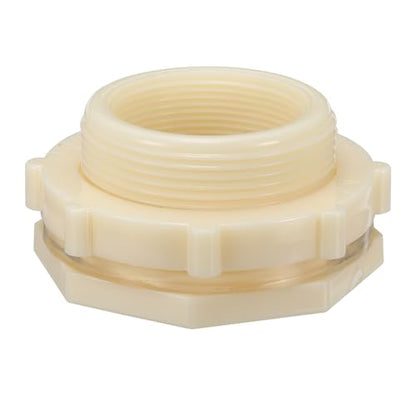 PATIKIL ABS Bulkhead Fitting NPT2", Bulkhead Water Tank Connector with Silicone Seal Gasket Garden Hose Fitting for Rain Bucket, Sinks, Aquariums, White - size: NPT2"