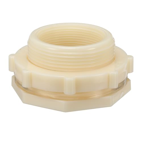 PATIKIL ABS Bulkhead Fitting NPT2", Bulkhead Water Tank Connector with Silicone Seal Gasket Garden Hose Fitting for Rain Bucket, Sinks, Aquariums, White - size: NPT2"