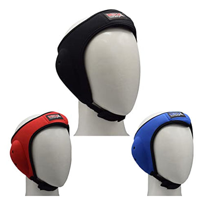 MRX MMA Ear Guards Kick Boxing Ju Jitsu Cage Wrestling Ear Protection Headgear with Adjustable Straps for Safe Head & Ear - color: Black
