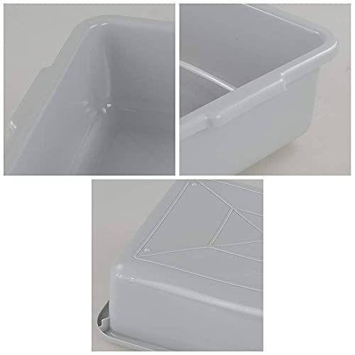 3-Pack Plastic Bus Tub, 13 L Plastic Utility Bus Box Dish Pan, Grey | Wash Basin Cleaning for Home, Laundry & Kitchen, Grey - color: Gray