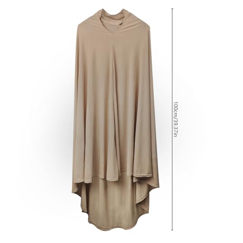 Women Muslim Ramadan Hijab Ready to Wear Long Scarf Jersey Turban Islamic Khimar Abaya Eid Prayer Scarf Saudi Niqab - color: Khaki