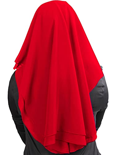 MyBatua 3 Layers Saudi Niqab In Breathable Georgette, Wholesale Price, 1pc Face Veil NQ-003 - color: Red