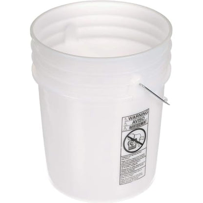 5 Gallon Food Grade Plastic Bucket, Open Head Pail with Handle, 12-3/8 in Diameter x 14-3/4 in Height (White, 6 Pack) - color: White, size: 6 Pack
