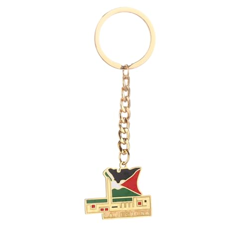 Chuangbang Jewelry Middle East Arab Palestine Watermelon فلسطين‎‎ Map Hebrew language Keychain Key Ring Jewelry - color: Gold 1