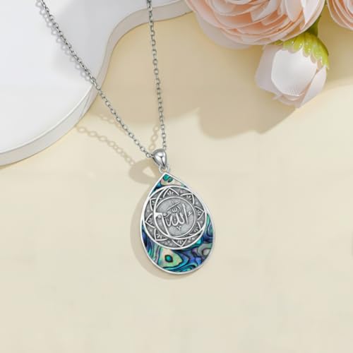 PROESS 925 Sterling Silver Hamsa/Allah Necklace Evil Eye Amulet Jewelry Gifts for Men Women - style: Teardrop Allah