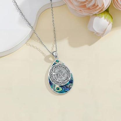 PROESS 925 Sterling Silver Hamsa/Allah Necklace Evil Eye Amulet Jewelry Gifts for Men Women - style: Teardrop Allah