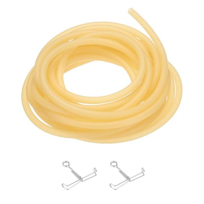 PATIKIL Rubber Tubing, 5mmx8mmx5m Tubing Tube with Hose Clamps, Soft Hose Line Pipe for Multipurpose Industrial Aquarium, Yellow - size: 5mmx8mmx5m