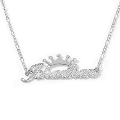 Custom Name Necklace Double Plated Name Necklace Personalized Name Plate Necklaces Name Necklaces for Women 18k Gold Plated Nameplate Pendant - color: Style 13