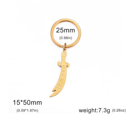 Dreamtimes Zulfiqar Sword keychain For Men Women Islam muslim HZ Zulfiqar Sword of Imam Ali keychain Islamic Muslim Jewelry - color: Gold