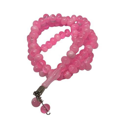 Tasbih Prayer Beads 99, Muslim Prayer Beads, 10 mm Islamic Prayer Beads, Tesbih Turkish 99, Prayer Dhikr Beads, Tesbih Beads (Pink-White) - color: Pink-White
