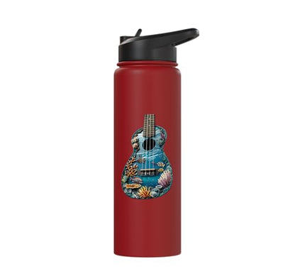 Ukulele Water Stainless Steel Insulated Water Bottle - color: Red